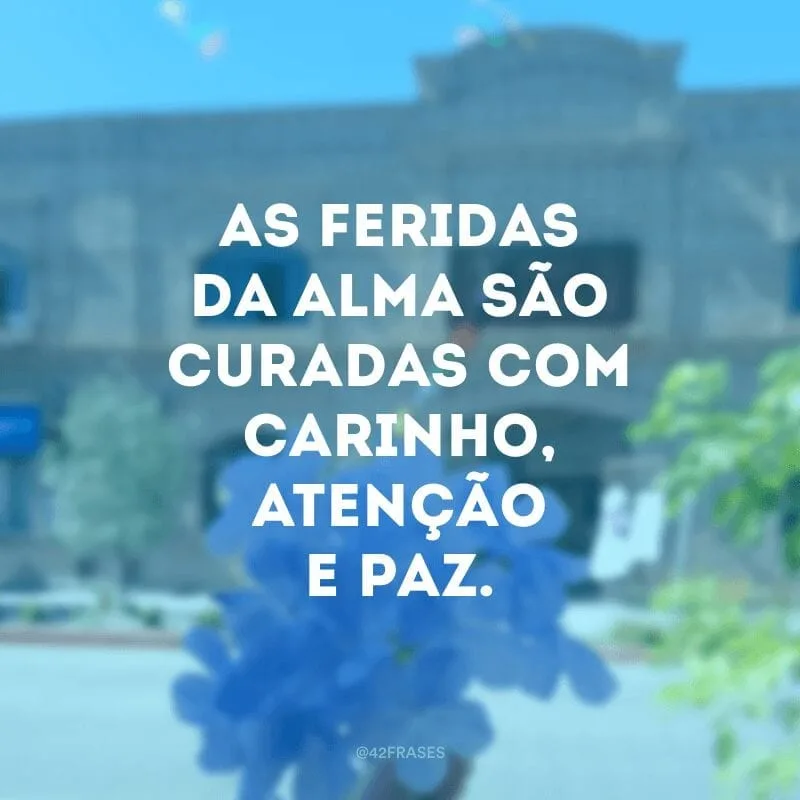 As feridas da alma são curadas com carinho, atenção e paz.