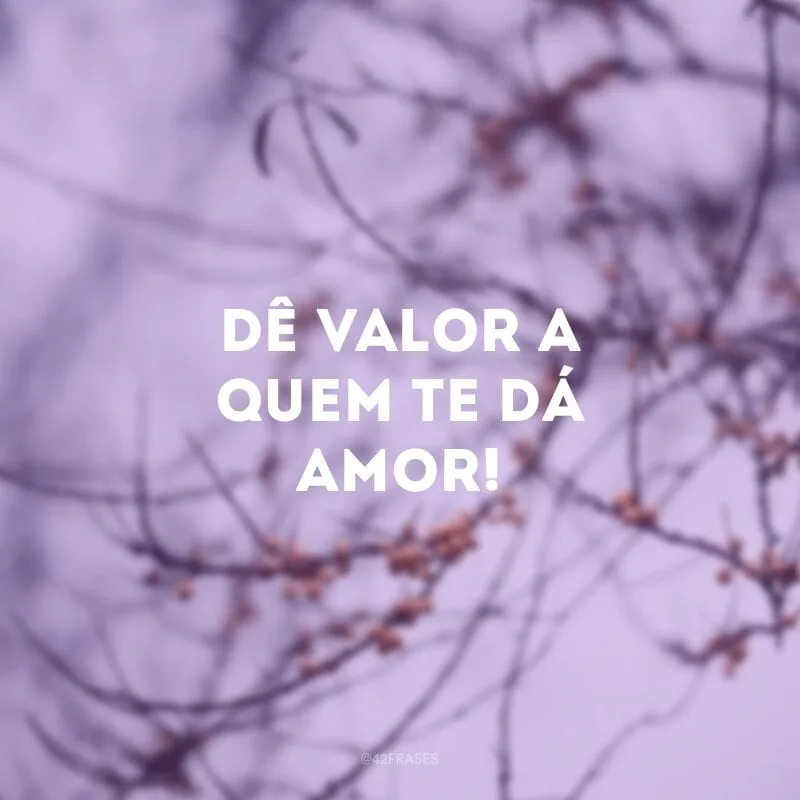 Dê valor a quem te dá amor!