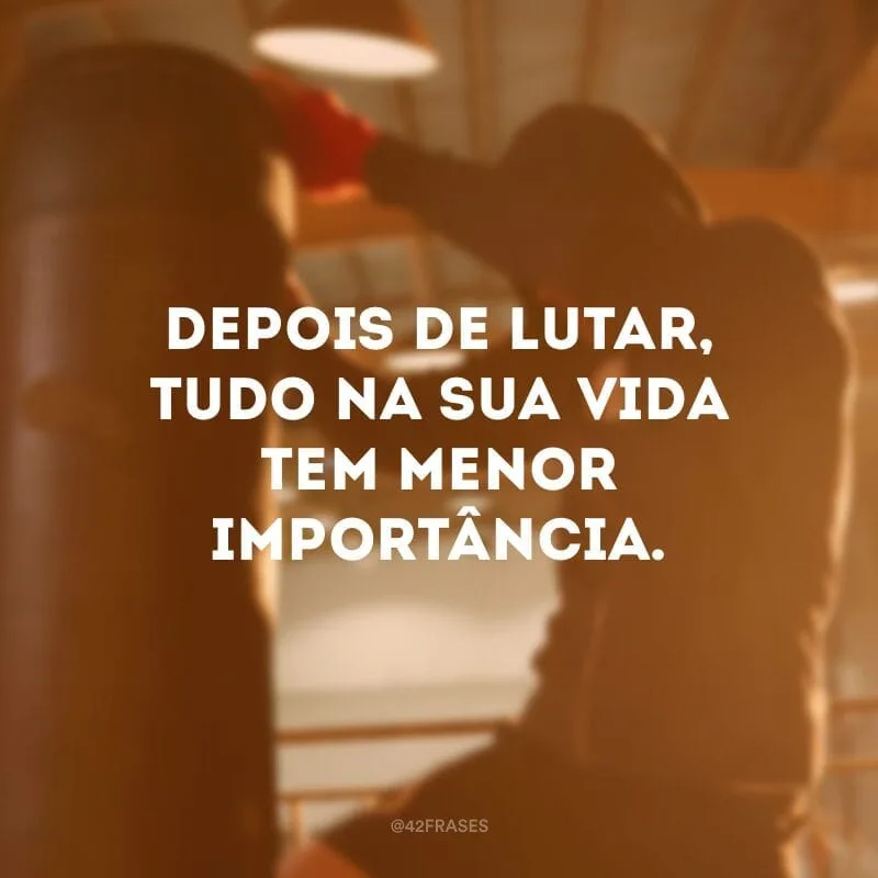 Depois de lutar, tudo na sua vida tem menor importância.
