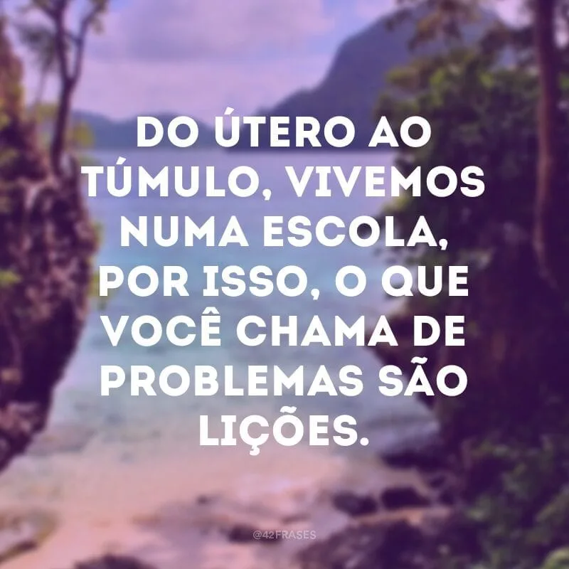 Do útero ao túmulo, vivemos numa escola, por isso, o que você chama de problemas são lições.