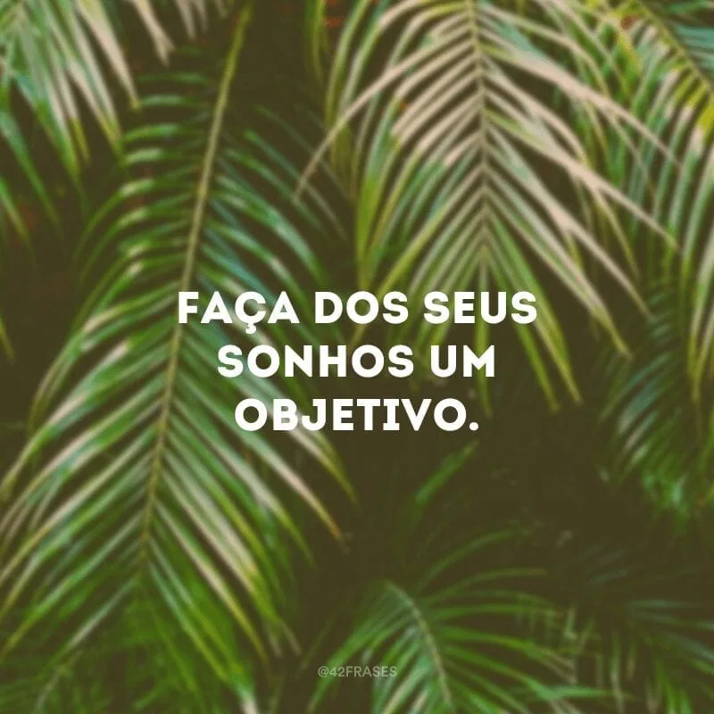 Faça dos seus sonhos um objetivo.