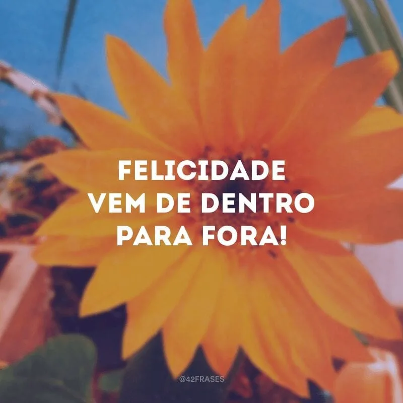 Felicidade vem de dentro para fora!