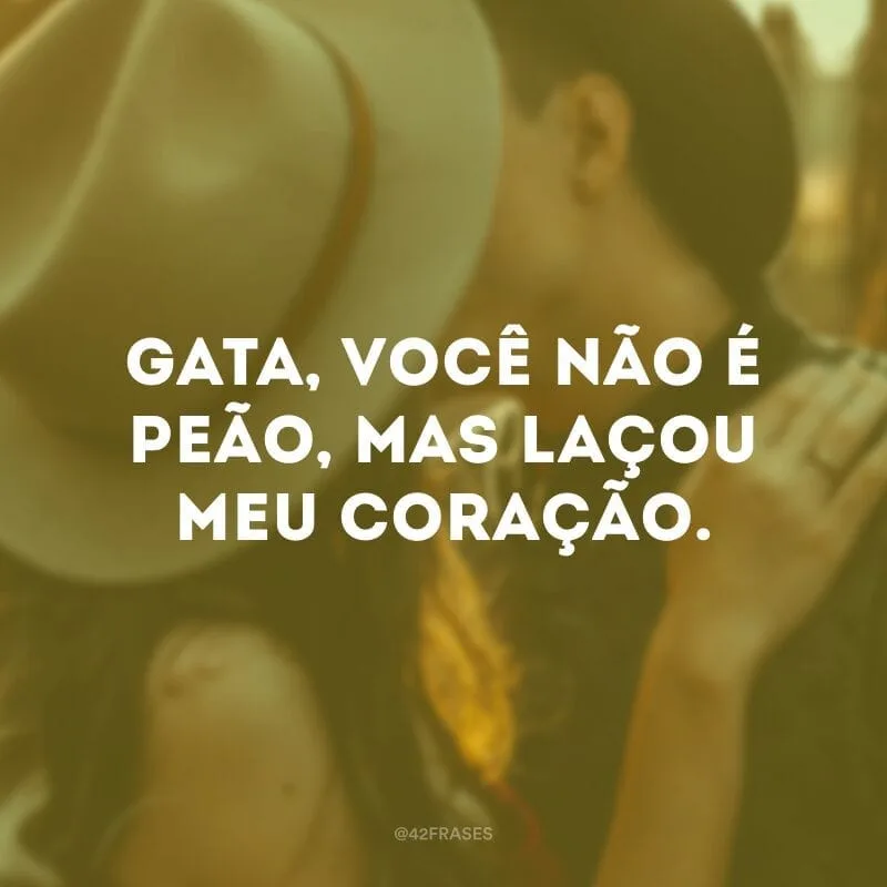 Gata, você não é peão, mas laçou meu coração.