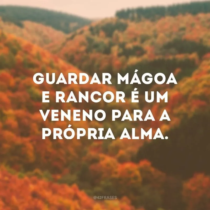 Guardar mágoa e rancor é um veneno para a própria alma.