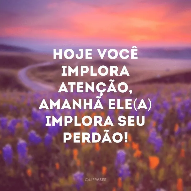 Hoje você implora atenção, amanhã ele(a) implora seu perdão!