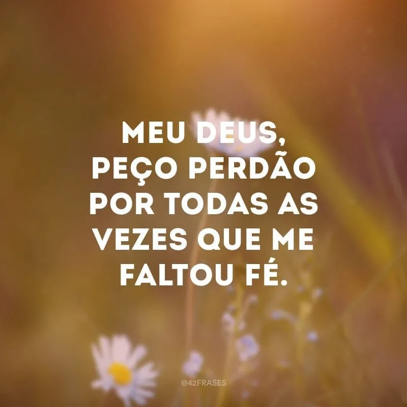 Meu Deus, peço perdão por todas as vezes que me faltou fé.
