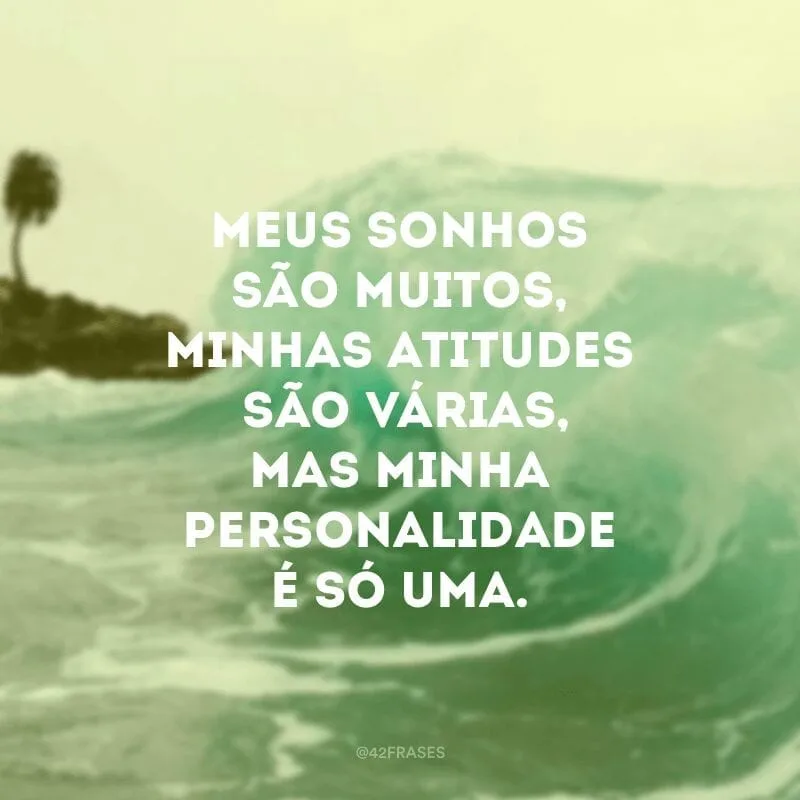 Meus sonhos são muitos, minhas atitudes são várias, mas minha personalidade é só uma.