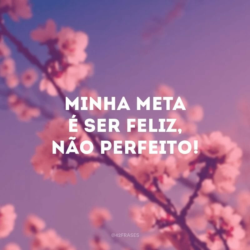 Minha meta é ser feliz, não perfeito!