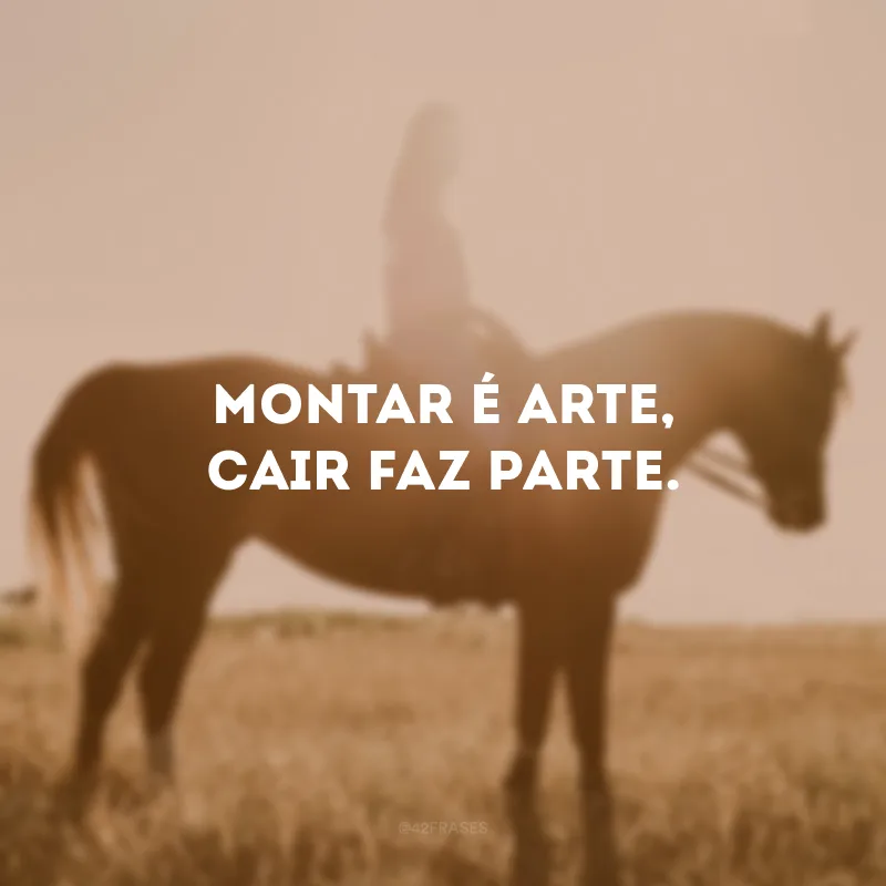 Montar é arte, cair faz parte.