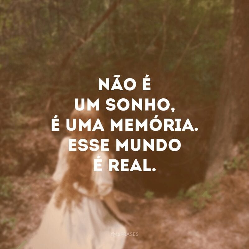Não é um sonho, é uma memória. Esse mundo é real.