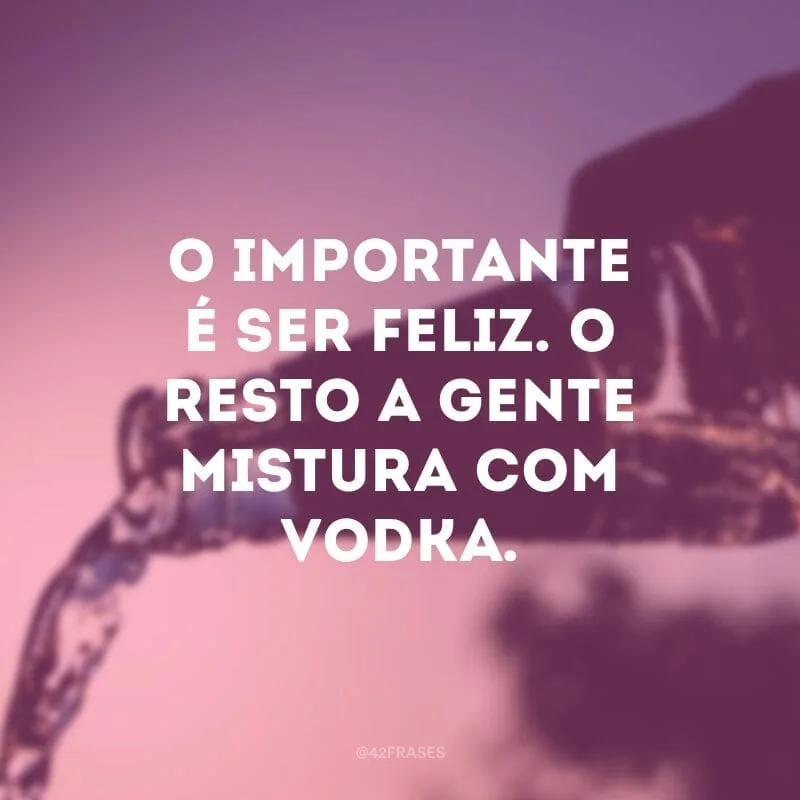 O importante é ser feliz. O resto a gente mistura com vodka.