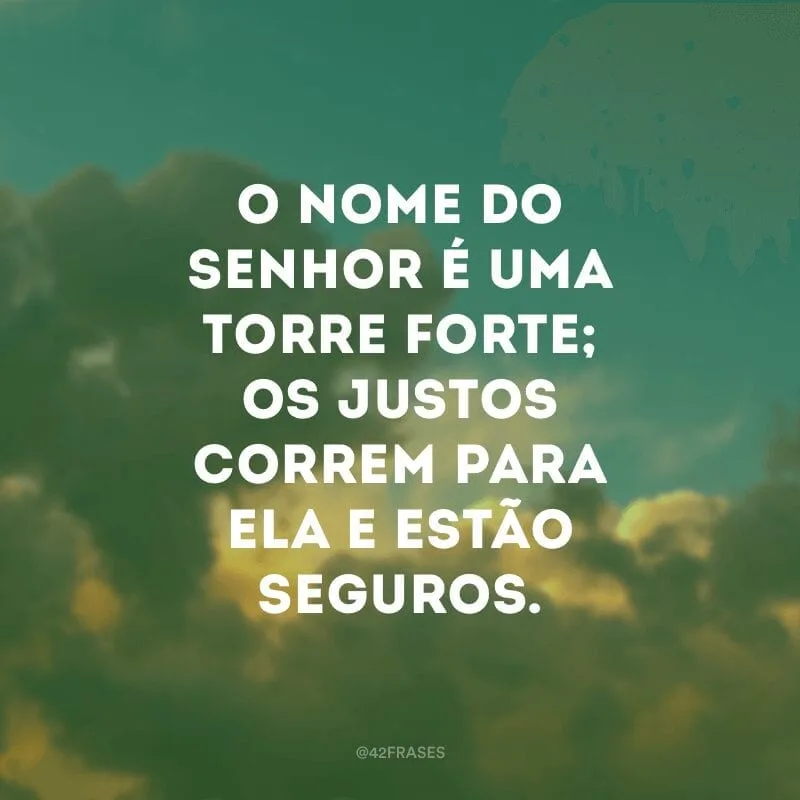 O nome do Senhor é uma torre forte; os justos correm para ela e estão seguros.