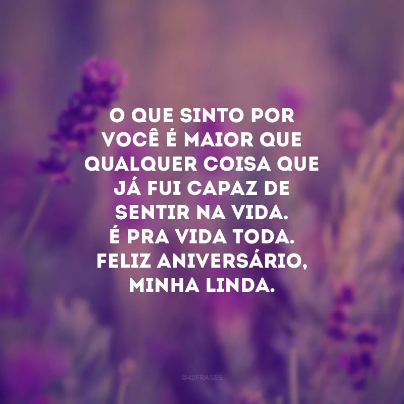 O que sinto por você é maior que qualquer coisa que já fui capaz de sentir na vida. É pra vida toda. Feliz aniversário, minha linda.