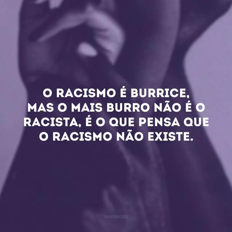 O racismo é burrice, mas o mais burro não é o racista, é o que pensa que o racismo não existe. 
