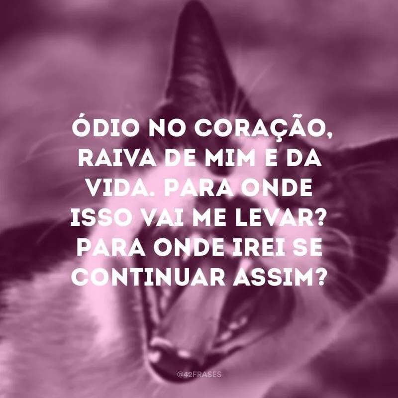 Ódio no coração, raiva de mim e da vida. Para onde isso vai me levar? Para onde irei se continuar assim?