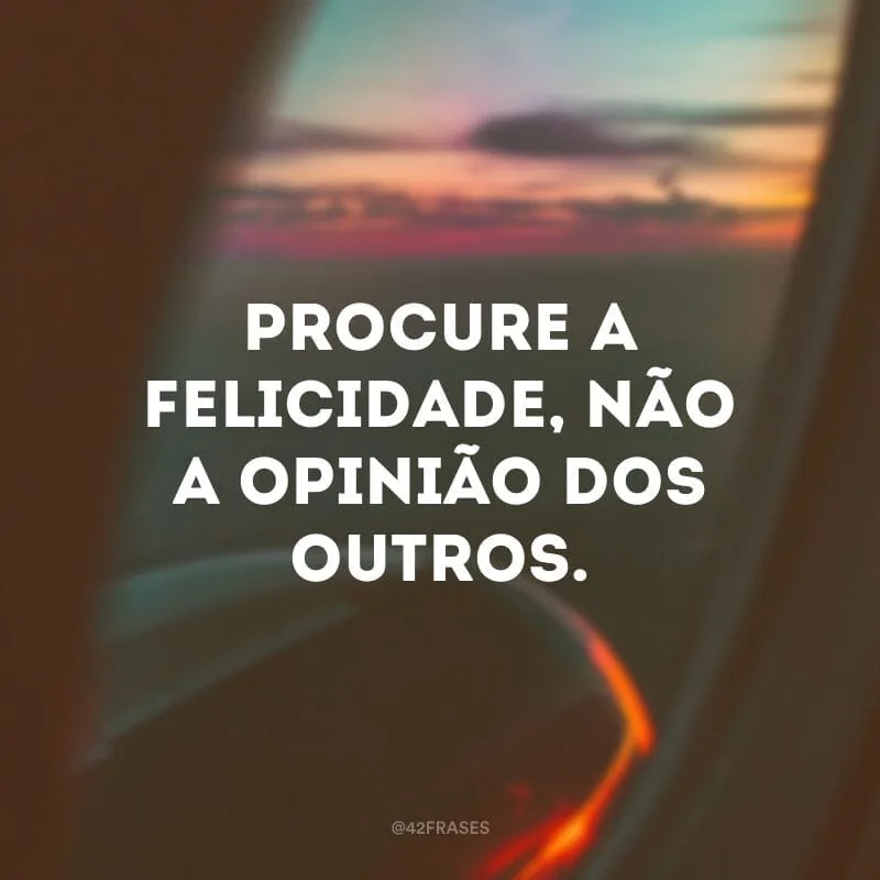 Procure a felicidade, não a opinião dos outros.