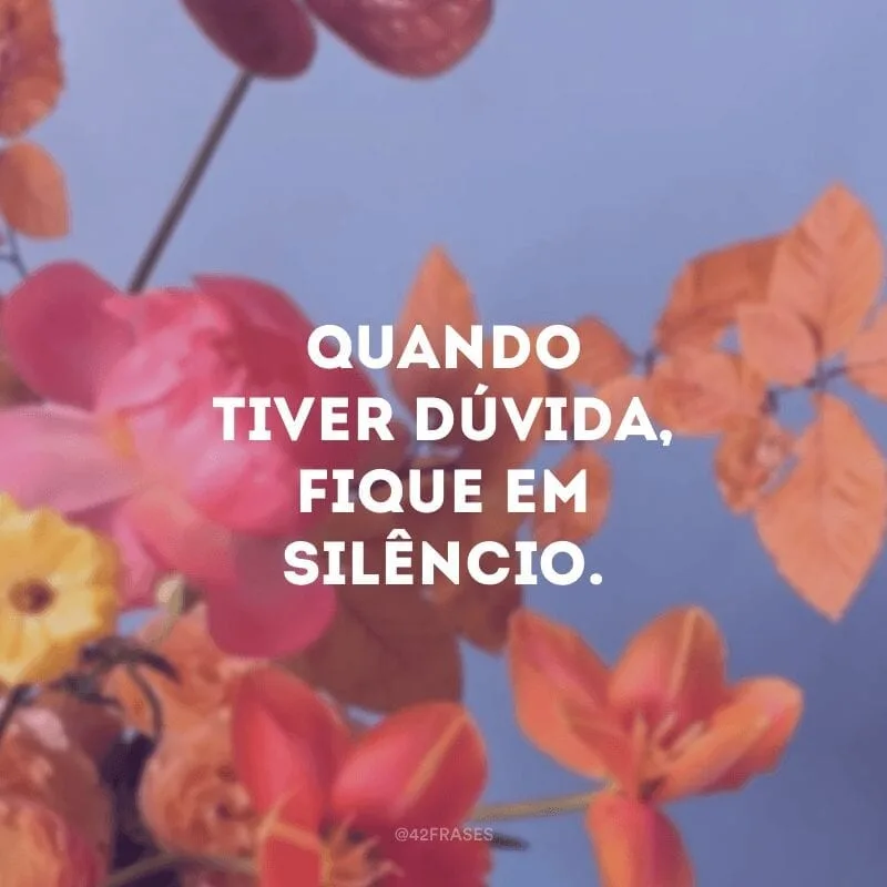 Quando tiver dúvida, fique em silêncio.