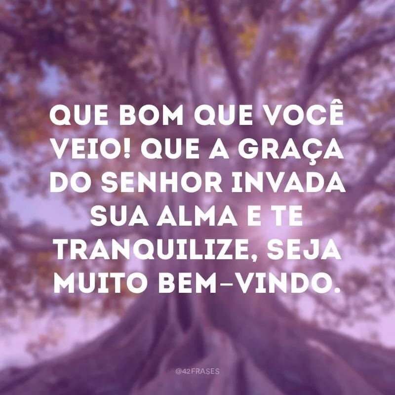 Que bom que você veio! Que a graça do Senhor invada sua alma e te tranquilize, seja muito bem-vindo.