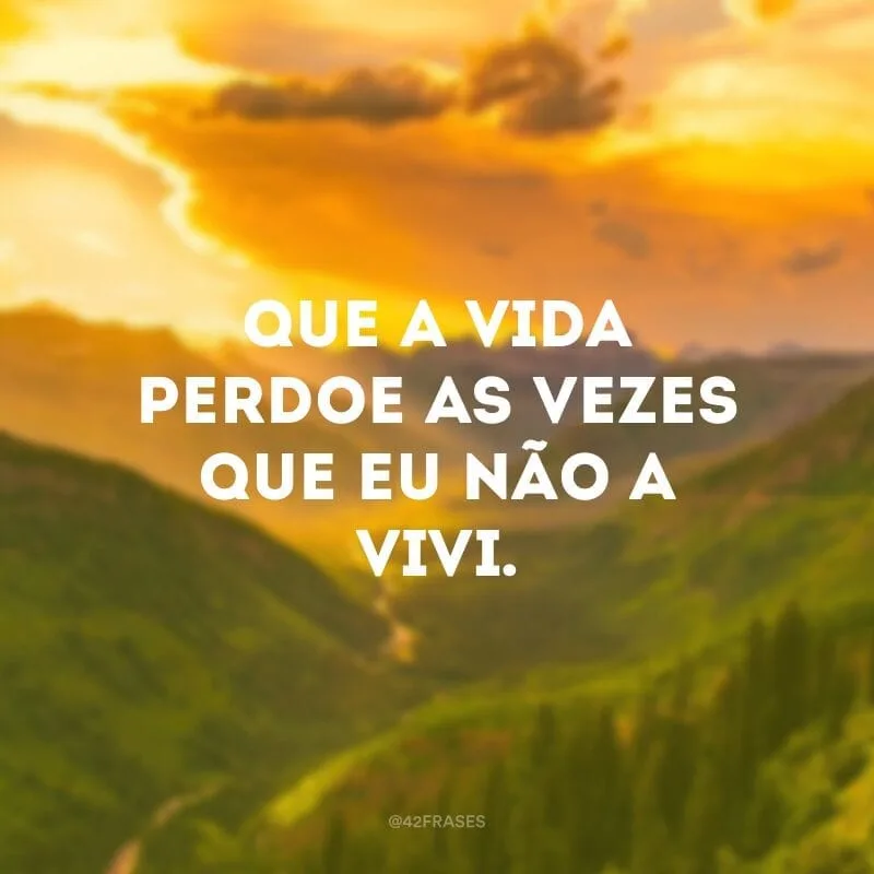 Que a vida perdoe as vezes que eu não a vivi.