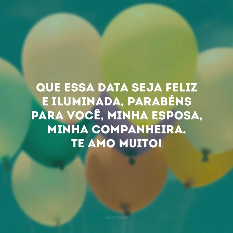 Que essa data seja feliz e iluminada, parabéns para você, minha esposa, minha companheira. Te amo muito!