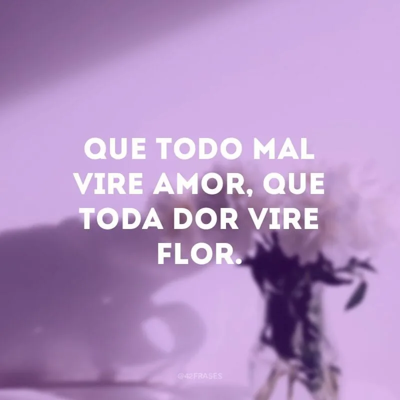Que todo mal vire amor, que toda dor vire flor.