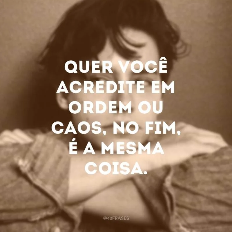Quer você acredite em ordem ou caos, no fim, é a mesma coisa.