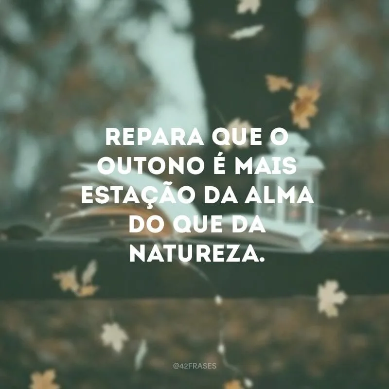 Repara que o outono é mais estação da alma do que da natureza. 