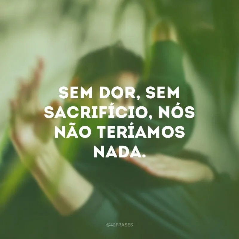 Sem dor, sem sacrifício, nós não teríamos nada.