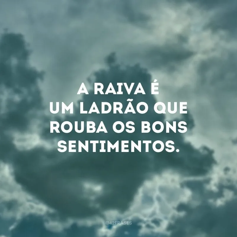 A raiva é um ladrão que rouba os bons sentimentos.