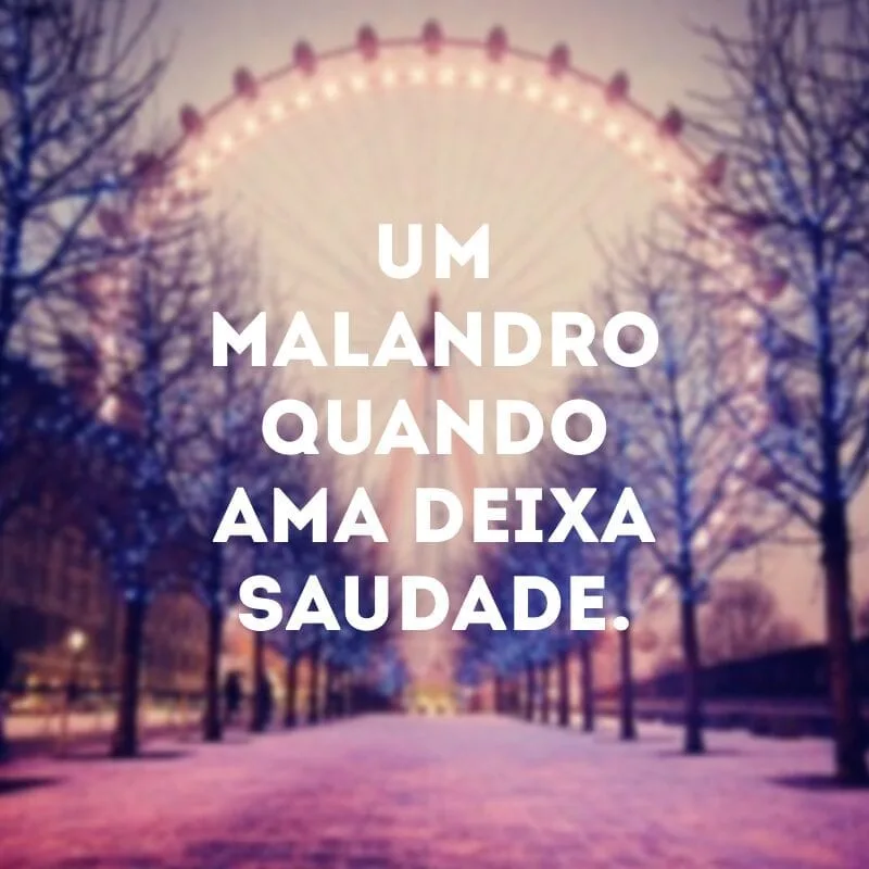 Um malandro quando ama deixa saudade.
