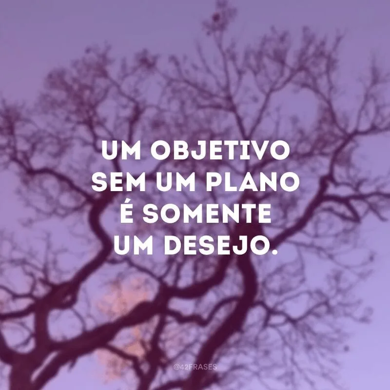 Um objetivo sem um plano é somente um desejo.