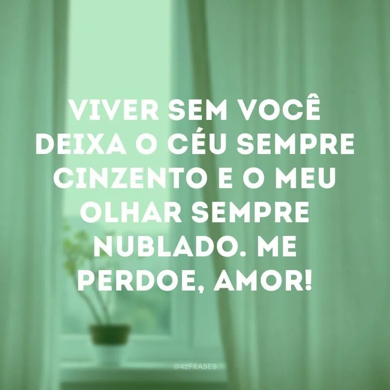 Viver sem você deixa o céu sempre cinzento e o meu olhar sempre nublado. Me perdoe, amor!
