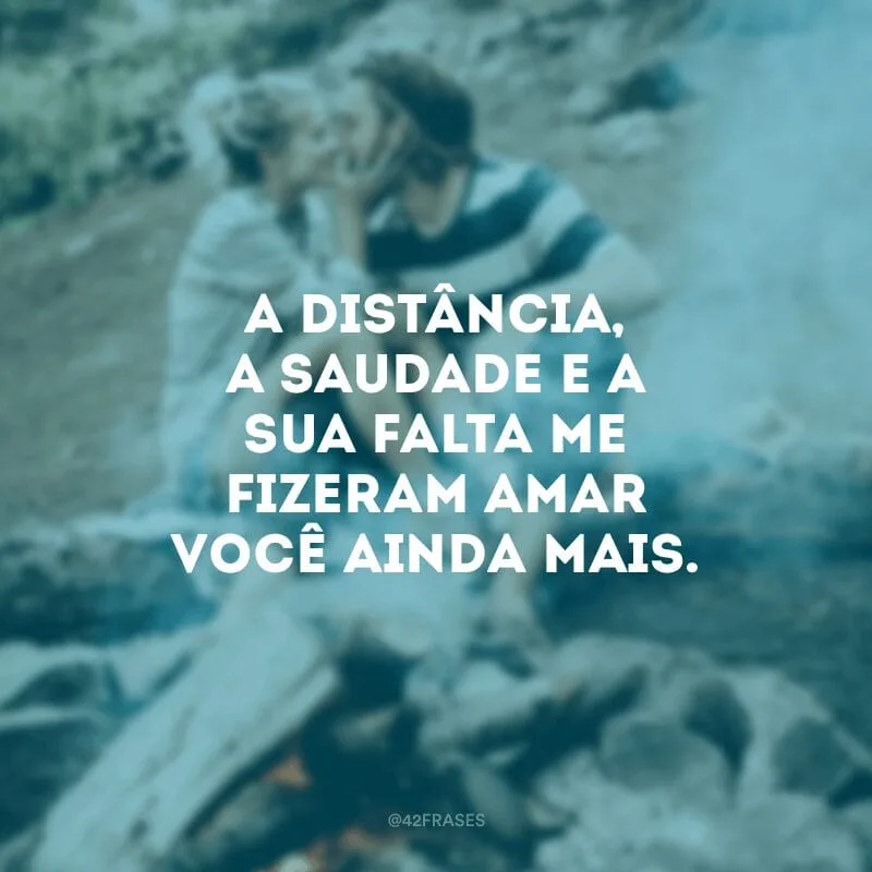 A distância, a saudade e a sua falta me fizeram amar você ainda mais.