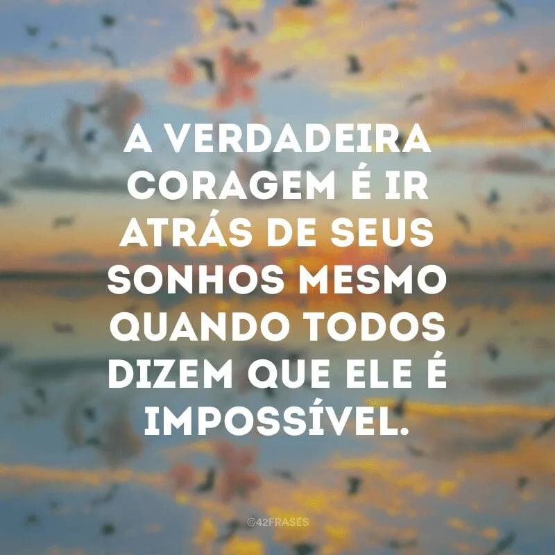 A verdadeira coragem é ir atrás de seus sonhos mesmo quando todos dizem que ele é impossível.