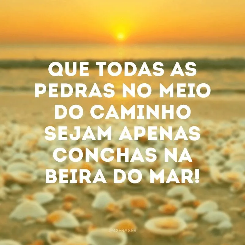 Que todas as pedras no meio do caminho sejam apenas conchas na beira do mar!