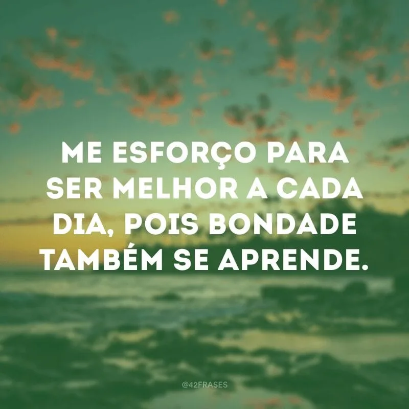Me esforço para ser melhor a cada dia, pois bondade também se aprende.