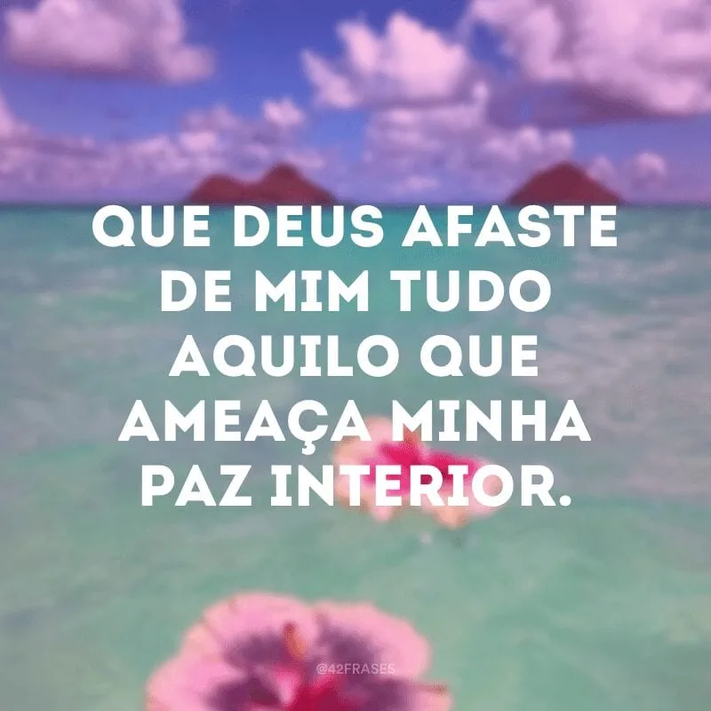 Que Deus afaste de mim tudo aquilo que ameaça minha paz interior.