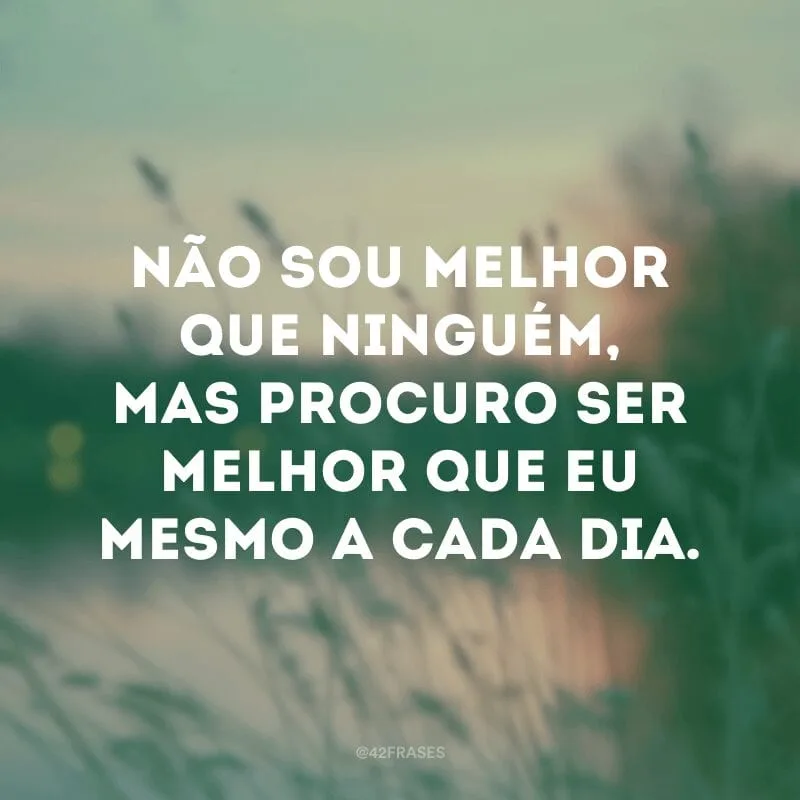 Não sou melhor que ninguém, mas procuro ser melhor que eu mesmo a cada dia.