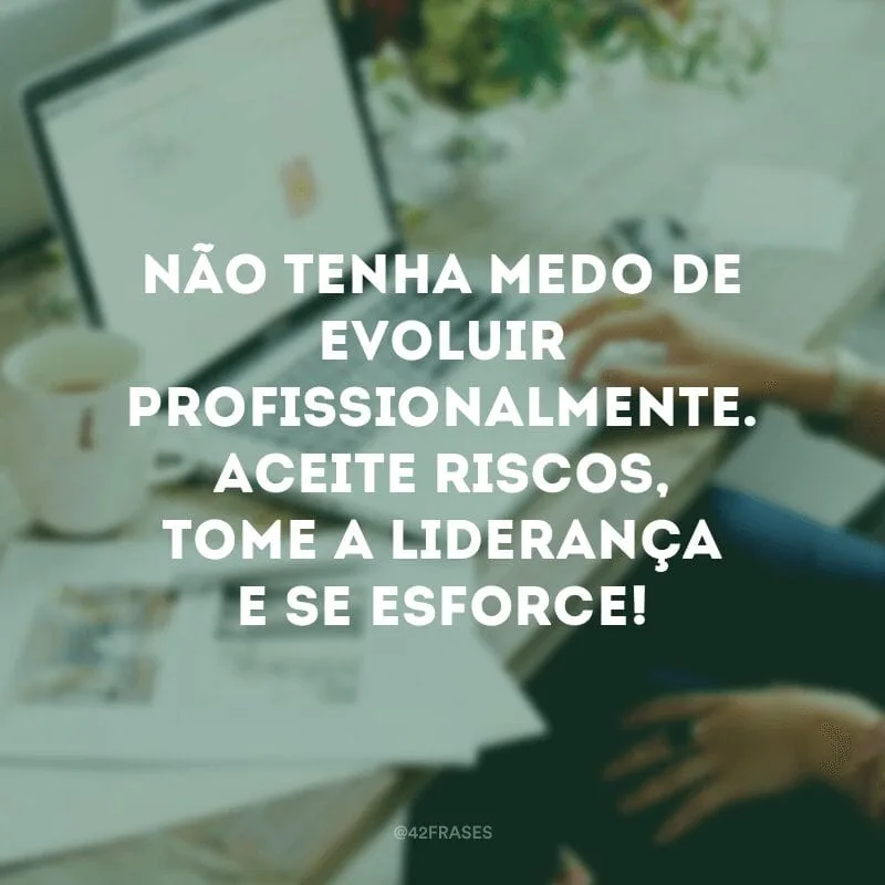 Não tenha medo de evoluir profissionalmente. Aceite riscos, tome a liderança e se esforce!