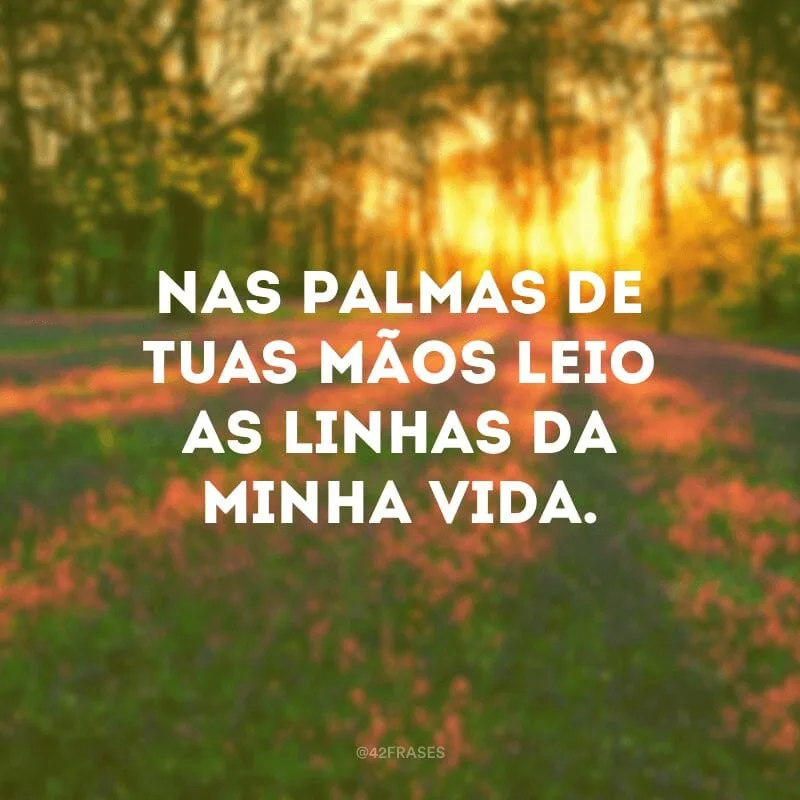Nas palmas de tuas mãos leio as linhas da minha vida.