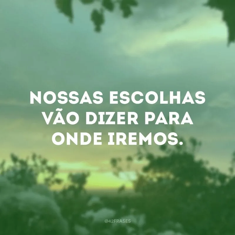 Nossas escolhas vão dizer para onde iremos.
