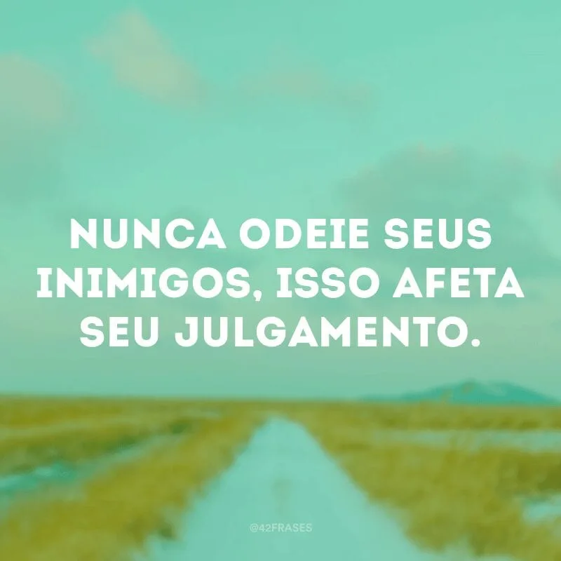 Nunca odeie seus inimigos, isso afeta seu julgamento.