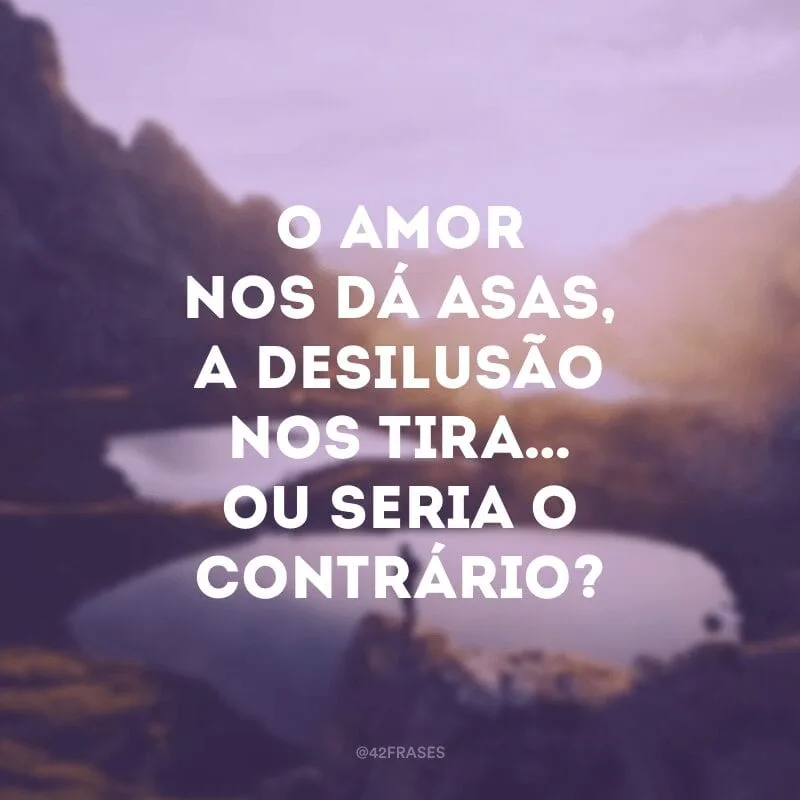 O amor nos dá asas, a desilusão nos tira...ou seria o contrário?