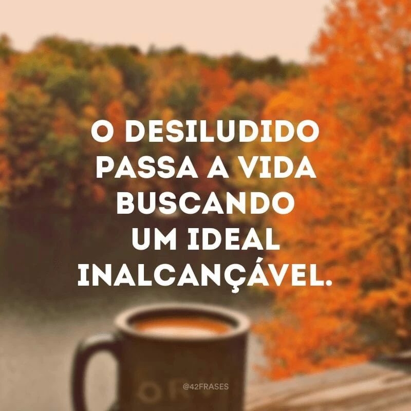 O desiludido passa a vida buscando um ideal inalcançável.