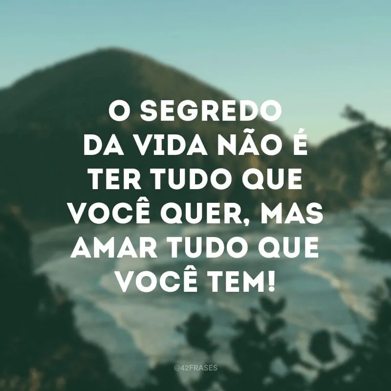 O segredo da vida não é ter tudo que você quer, mas amar tudo que você tem!