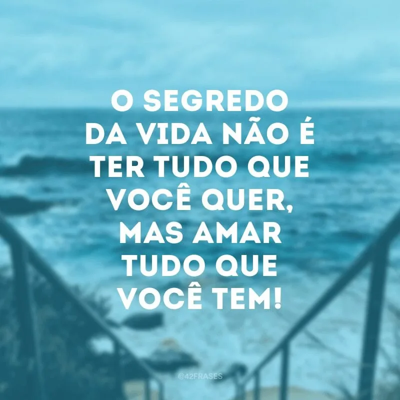 O segredo da vida não é ter tudo que você quer, mas amar tudo que você tem!