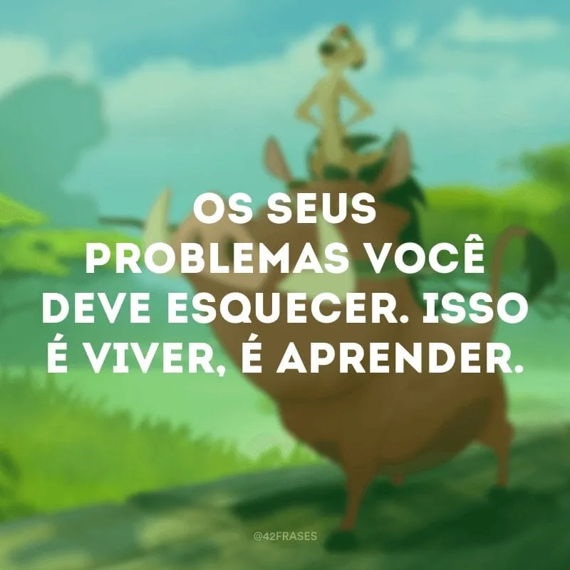 Os seus problemas você deve esquecer. Isso é viver, é aprender.