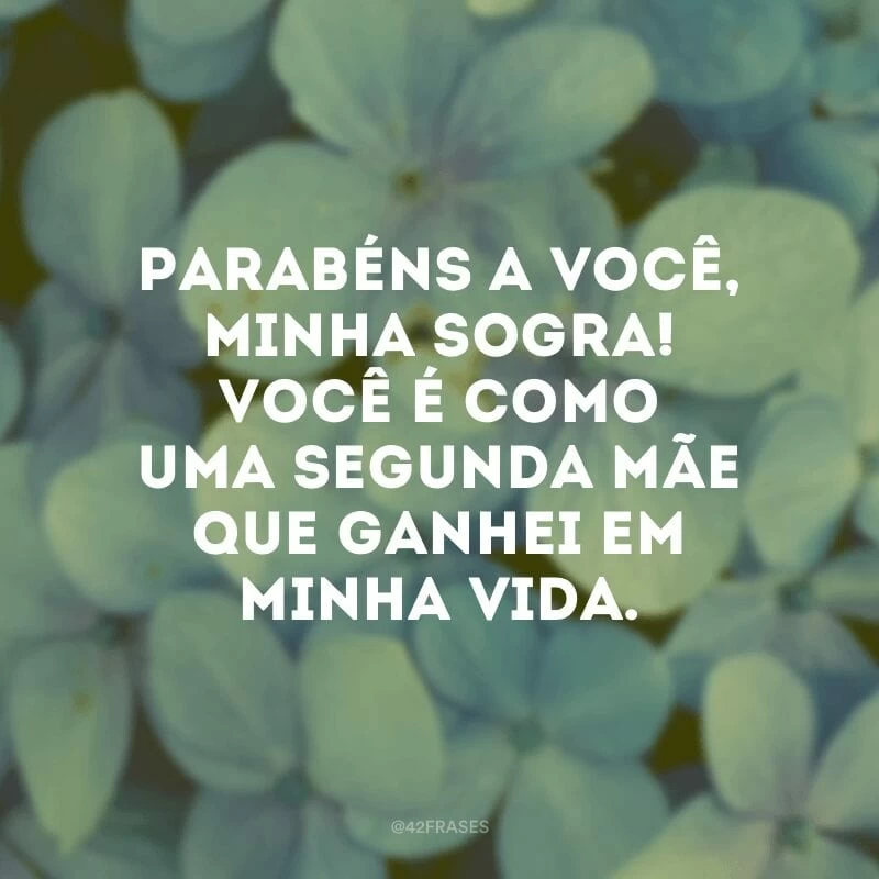 Parabéns a você, minha sogra! Você é como uma segunda mãe que ganhei em minha vida.