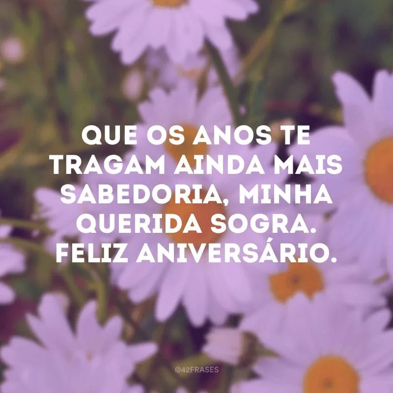 Que os anos te tragam ainda mais sabedoria, minha querida sogra. Feliz aniversário.