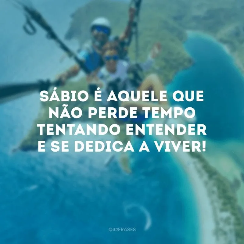 Sábio é aquele que não perde tempo tentando entender e se dedica a viver!
